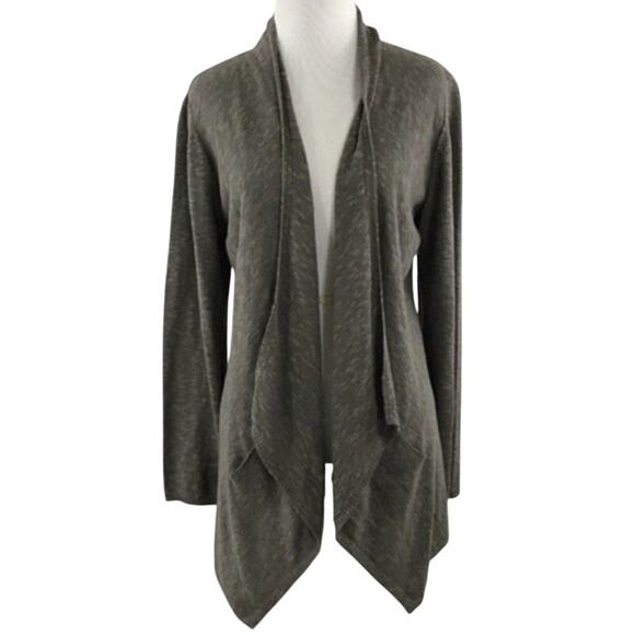 Eileen Fisher Linen Draped Open Gray Cardigan M - Picture 1 of 5